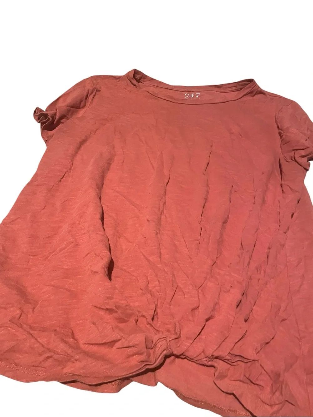 Maurice’s 47 Women's Short-Sleeve Twist-Front Tee in Rusty Coral XXL